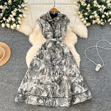 New Women's High-End Elegant Dress Women's Collar Sleeveless Single Buckle Ink