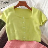 Women Sets Crop Top Solid Slim Casual Sweet Sexy Candy Color Kawaii Streetwear Cozy Korean Style Basic Chic Spring Mujer Ins