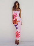 Toloer Women's Summer 2024 New Print Sexy Slip Dress Children's Holiday Wind Beach Dress-Outfit