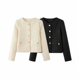 Women's Clothing Texture Autumn Round Collar Short Jacket Jacket In Autumn Winter