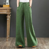 Summer Harem Pant Women's Cotton Linen Pants Casual Loose Trouser Women Cotton Oversize Pockets Wide Leg Flares