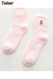 Embroidery CAT Deer Thickening Women Cotton Lovely Plush Keep Warm Sleep Ladies Funny Cute Socks Hosiery Winter