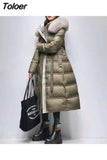Women Winter 2023 Natural Fox Fur Hooded 90% White Duck Down Jackets Slim Long Down Parka Female Thick Warm Kurtka