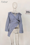 2023 Summer Women's Shirt New Fahsion V-neck Slim Button Striped Waist Irregular Short Sleeve Blouse Female Tide