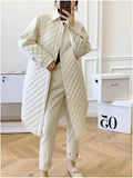 Jacket Women 2022 Parkas Solid Color Lapel Diamond Lattice Irregular Cotton Coat Women's Trench Coat Female Clothing