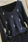 Women Turtleneck Sweater Solid Color Embroidery Cartoon Panda Bear Cute Streetwear Pullovers Knitted Female Clothes