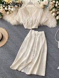 Female Suit 2022 New Single Breasted Slim Wasit Tops and Half-length Skirt Two Piece Sets Womens Outfits