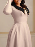 Fashion Solid Color Women's Long-Sleeved Collar Elegant Thin African