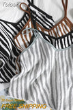 Spaghetti Strap Camis Women Fashion Zebra Striped V Neck TanK Crop Top Female Sexy Camisole Streetwewar For Teen