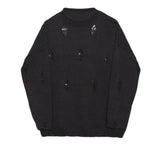 Gray Holes Big Size Knitting Sweater Round Neck Long Sleeve Women Pullovers New Fashion Tide Autumn Winter 2022