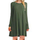 Casual Solid Womans Mini Dress Loose Simple Long Sleeve Autumn Leisure Short A-line Spring Short New 2020 Ladies