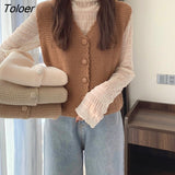 Sweater Vests Women All-match Gentle V-neck Chic Ulzzang Ladies Basic Fashion Casual Knitting Sweaters Sleeveless