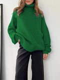 Sweaters Turtleneck Women Autumn Winter Knit Pullover Loose Blue Thick Winter Basic Turtleneck Women Sweaters