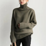 2021 Autumn Winter Loose Turtleneck Pullover Basic Warm Sweater for Women Korean Soft Kniited Solid Sweater