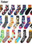 Men Socks Cartoon Cactus Flower Leaf Wood Plant Harajuku Funny Happy Hip Hop Skate Male Cotton Sock Street Style