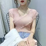 Blouse and Tops Women 2021 Summer Short Sleeve Shirts Plus Size Korean New Arrival Crop Top Female Office Ladies