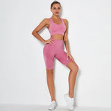 Gym Set Fitness Clothing Sportswear High Waist Women Gym Leggings Tights Padded Push-up Sports Bra 2 Pcs Sports