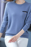 O-neck Women's Casual Bottom Blouse Harajuku Street O-neck Loose Solid Students Knitwear Clothes Tops Pullovers