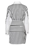 Fashion Women's Shirt Lapel Loose Single Braested Contrast Color Sleeve Bandage Irregular Blouse Autumn 2023 New