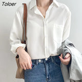 White Shirts for Women Top Turn-down Collar Solid Female Shirts Casual Office Ladies Tops 2023 Spring Summer Blouses