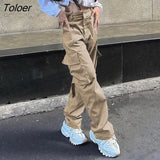 Women's Baggy Cargo Pants Loose Oversized Hippie Drawstring Tech Pants Streetwear Joggers Wide Leg Cloth joggers