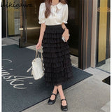 Skirts Womens Korean Fashion Clothing High Waist Slim Fit Sweet Temperament Jupe Korean Long Skirt 2023 Faldas De