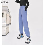Women Fleece Sweatpants 2022 Winter Elastic Waist Straight Long Trousers Warm Comfort Casual Streetwear Sport