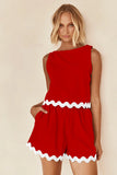 Toloer Spring And Summer 2024 Comfortable Casual Solid Color Sleeveless Shorts Set