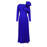 Round Collar Three-Dimensional Decorative Folds Skirt Styling Party Party High Waist Dress