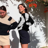Sweetown Winter 2021 Vintage Paisley Print New Sweaters Women Fairy Grunge Kawaii Knitted Pullovers Crewneck Long Sleeve
