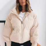 Bubble Coat Solid Standard Oversized Collar Short Jacket Winter Autumn Woman Puffer Jacket Parkas Mujer