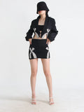 Toloer Fashion Suit Female 2024 Summer Diamond Bow Suit Short Two-Piece Package Buttock Skirt Skirt-Outfit