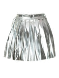 Fashion Women's A-line Short Skirt High Waist Pleated Bright Cortex Mini Skirts High Street Spring 2023 Trend New