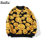 Men's Oversize Sweaters 2021 Autumn Winter Tops Smile Cartoon Sweater Hip Hop Streetwear Pullover Harajuku Men