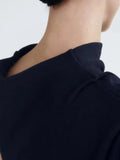 Fashion Women's Knitted Dress Round Collar Asymmetry One Shoulder Half Sleeve Pleated Black Dresses Spring 2023 New