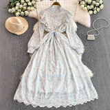Court-Style Long Dress With Heavy Embroidered Lace Dress