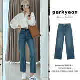 Blue Nine-Point Jeans Women 2025 New High-Rise Display Thin Man Retro Narrow Version Of Straight Smoke Pipe