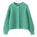 2025 New Women's Solid-Color Casual Fashion Coarse Knit Long-Sleeved Sweater Cardigan