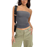 Tops y2k Grunge Clothes 2000s Women Solid Color Slim Fit Off Shoulder Strapless Sleeveless Backless Vest Summer