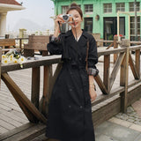 Brand New Fashion Double-Breasted Long Women Trench Coat Office Lady Duster Coat Female Outerwear Black Khaki