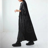 Autumn New Wind Simple Refreshing Long Sleeves Collicate Splicing Wave Point Pattern Dress Dress