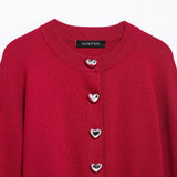 Homemade New Women's Classic Heart-Shaped Button Knitted Coat
