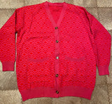 Free Shipping V-Neck Lantern Long Sleeve Cardigan Women Knitted Printed Oversized Sweater 2022 Fall New Single-Breasted