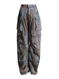 Toloer New Fashion Loose Multi-Pocket Heavy Industry Graffiti Overalls Jeans Trousers Woman-Outfit