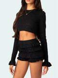Crop Top & Ruffled Shorts Two Piece