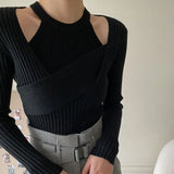 Green Slim High Elastic Knitting Sweater Round Neck Long Sleeve Women Pullovers New Fashion Autumn Winter 2022
