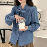 Shirt Top Female Blouses for Women Camisas De Mujer Bandage Bow Vintage Casual Blouse Shirts Fashion Korean Y2k