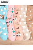 Autumn Women Socks Cartoon Animal Cute Sheep Cow Socks for Girls Warm Cotton Sock for Ladies Christmas
