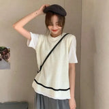 Vests Women Hollow Out Design Sleeveless Spring Students Solid Leisure Korean Basic O-neck Breathable Chic Outerwear