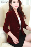 Fashion Women Velvet Blazer Long Sleeve Korea Style Female Blazer Office Ladies 2023 New Arrival Outwear Blazer
